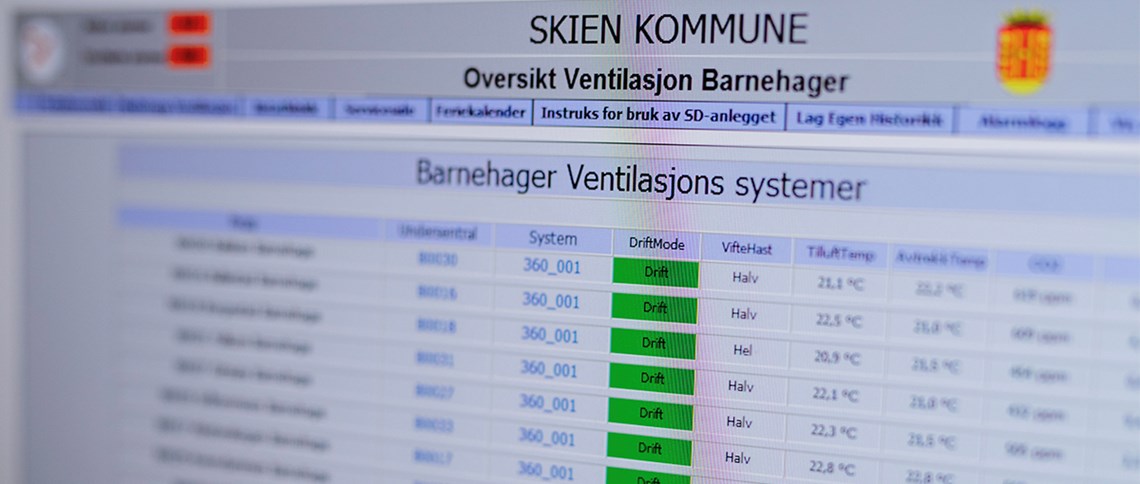 Via SD-anlegget har kommunen full oversikt og kan få status for driften av alle tekniske anlegg. 