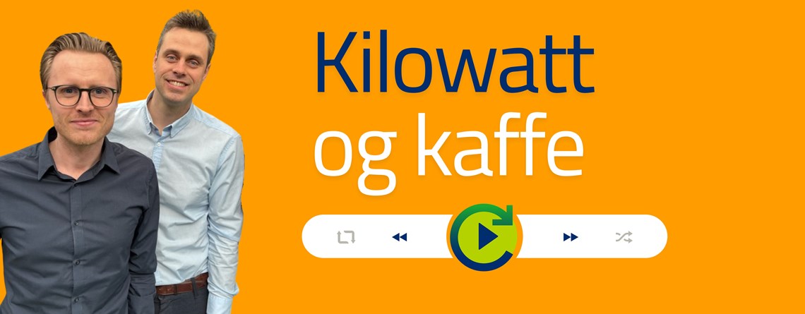smilende podcastverter og tittel Kilowatt og kaffe